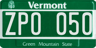 VT license plate ZPO050