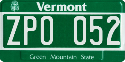 VT license plate ZPO052