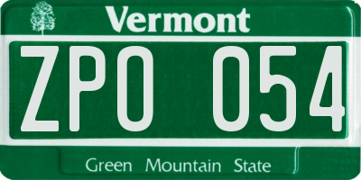 VT license plate ZPO054