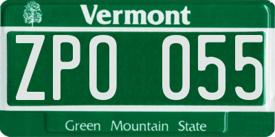 VT license plate ZPO055