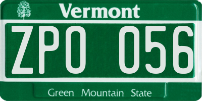 VT license plate ZPO056