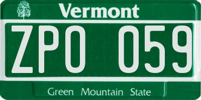 VT license plate ZPO059