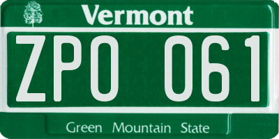 VT license plate ZPO061