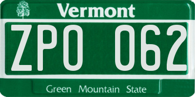 VT license plate ZPO062