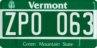 VT license plate ZPO063
