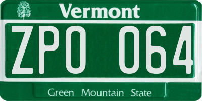 VT license plate ZPO064