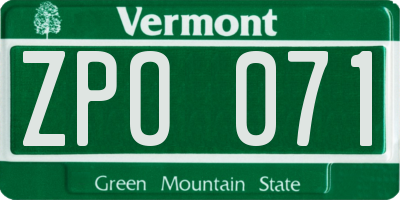 VT license plate ZPO071