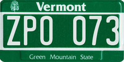 VT license plate ZPO073