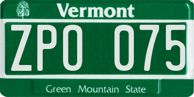 VT license plate ZPO075