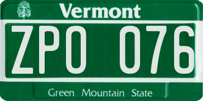 VT license plate ZPO076