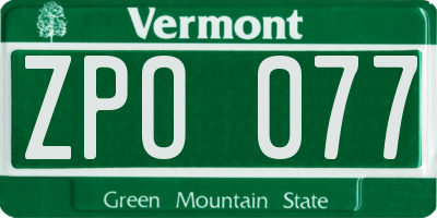 VT license plate ZPO077