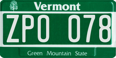 VT license plate ZPO078