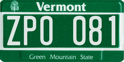 VT license plate ZPO081