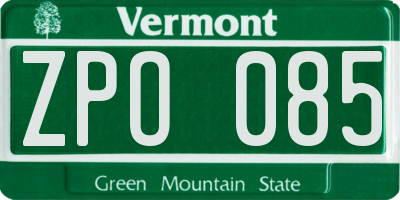 VT license plate ZPO085