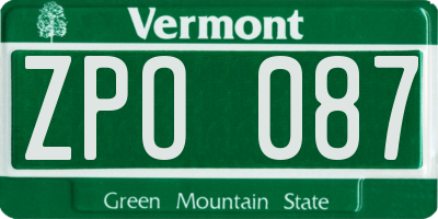 VT license plate ZPO087