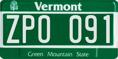 VT license plate ZPO091