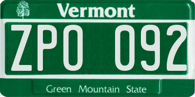 VT license plate ZPO092