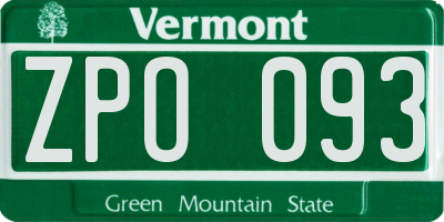 VT license plate ZPO093
