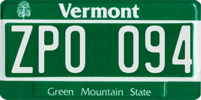 VT license plate ZPO094
