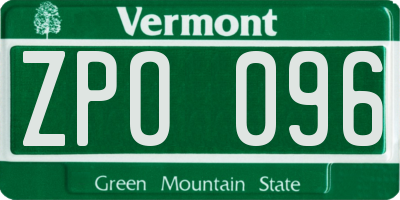 VT license plate ZPO096