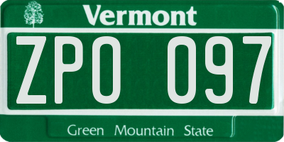 VT license plate ZPO097