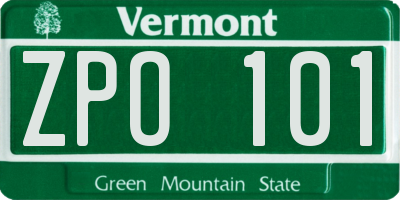 VT license plate ZPO101