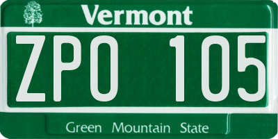 VT license plate ZPO105