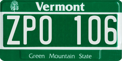 VT license plate ZPO106