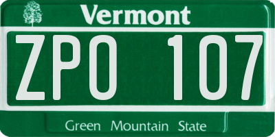 VT license plate ZPO107