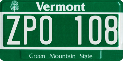 VT license plate ZPO108