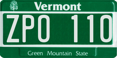 VT license plate ZPO110