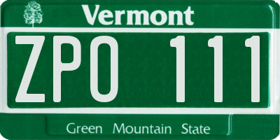 VT license plate ZPO111