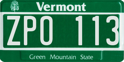 VT license plate ZPO113