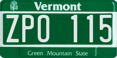 VT license plate ZPO115