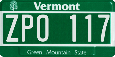 VT license plate ZPO117