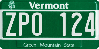 VT license plate ZPO124
