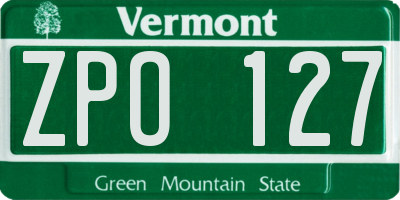 VT license plate ZPO127