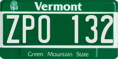 VT license plate ZPO132