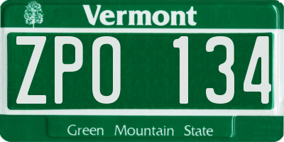 VT license plate ZPO134