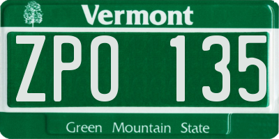 VT license plate ZPO135