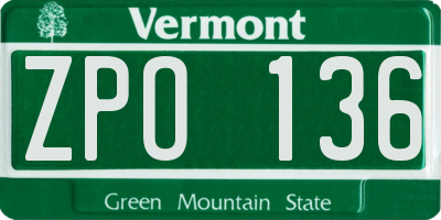 VT license plate ZPO136