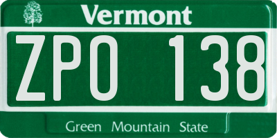 VT license plate ZPO138