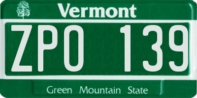 VT license plate ZPO139