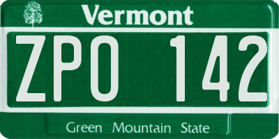 VT license plate ZPO142