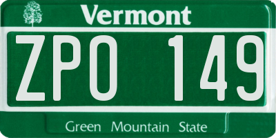 VT license plate ZPO149