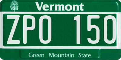 VT license plate ZPO150