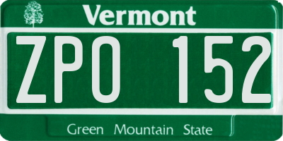 VT license plate ZPO152