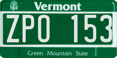 VT license plate ZPO153