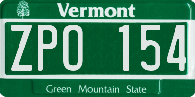 VT license plate ZPO154