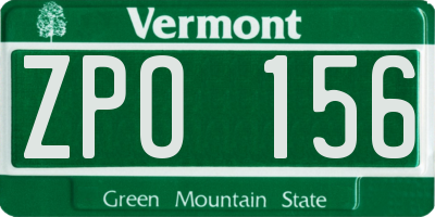 VT license plate ZPO156